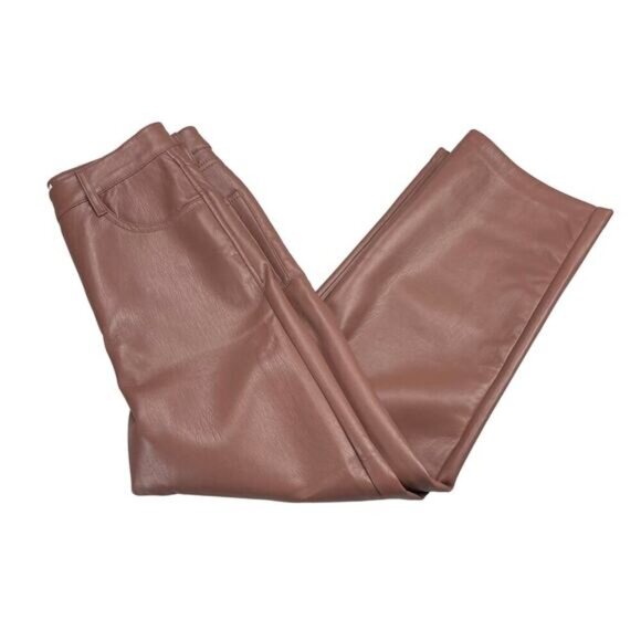 NWT WILFRED Aritzia Melina Cropped High Waisted Vegan Leather Pant Mocha Sz 4 - Picture 5 of 9
